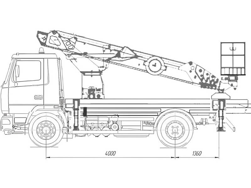 Автовышка Dasan DS-350 34,6 м на базе МАЗ-5340